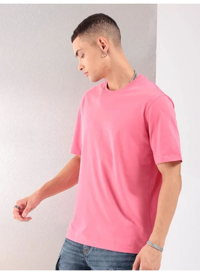 شركة المرآب الهندية Men Regular Fit Basics Plain Crew Neck Solid T-Shirt