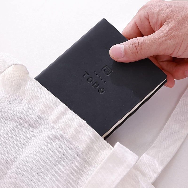 Luckam To Do List Notebook, 2 Pcs 196 Pages Soft Leather Pocket To Do List Notepad Checklist for Daily Plans School Supplies for High School Students Study Schedule Notebook, Black, Grey - Image 5