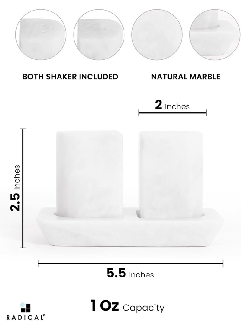 RADICALn Handmade White Marble Salt and Pepper Shakers Set 2.5 Inch Stone Spice Dispenser Kitchen Counter Seasoning Holder Farmhouse Home Decor Gift - Image 3