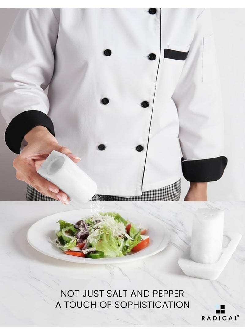 RADICALn Handmade White Marble Salt and Pepper Shakers Set 2.5 Inch Stone Spice Dispenser Kitchen Counter Seasoning Holder Farmhouse Home Decor Gift - Image 5