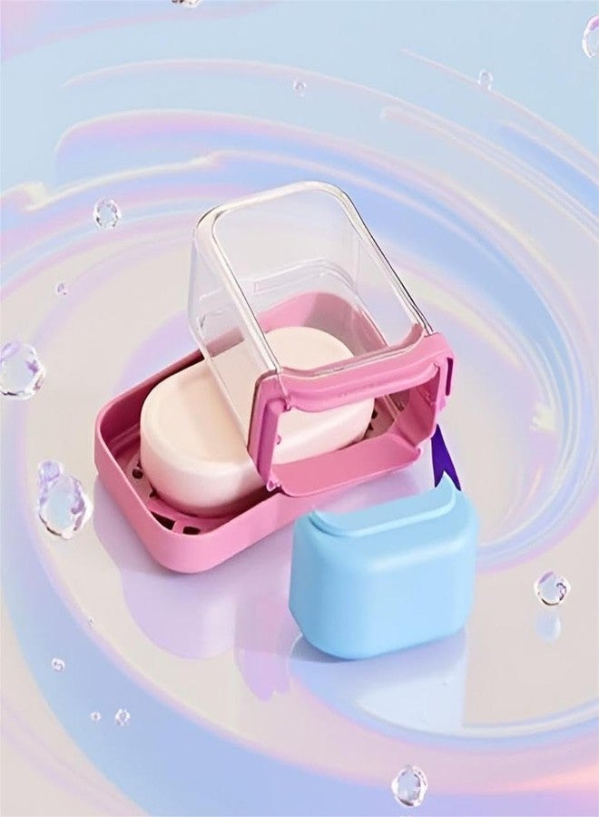 Gohari Travel Soap Case with Drainage - Portable Waterproof Bathroom Organizer Box with Clear Heart Lid | Colorful Soap Dish and Toothbrush Holder for Home Travel Camp Outdoor - Image 3