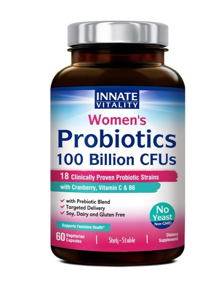Innate Vitality Probiotics for Women, 100 Billion CFUs 18 Strains 60 Caps 