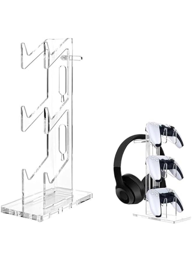 Topleo Controller Stand, 3 Tier Controller Stand and Headset Holder Game Accessories, for PS5 PS4, Universal Acrylic Desktop Holder, Build Your Game Fortresses - Image 1