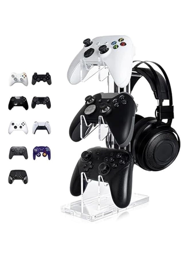 Topleo Controller Stand, 3 Tier Controller Stand and Headset Holder Game Accessories, for PS5 PS4, Universal Acrylic Desktop Holder, Build Your Game Fortresses - Image 2
