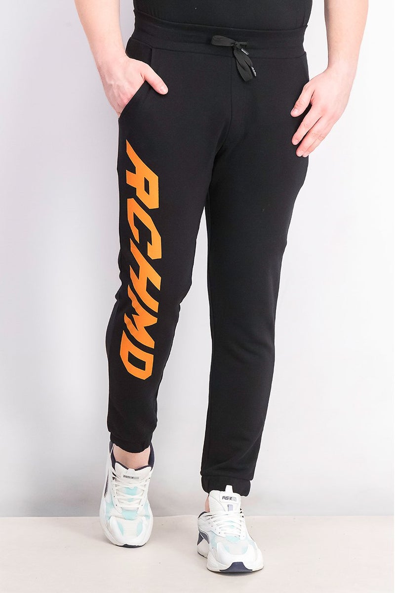 JOHN RICHMOND Men Sportswear Fit Drawstring Graphic Track Pants, Black - Image 1