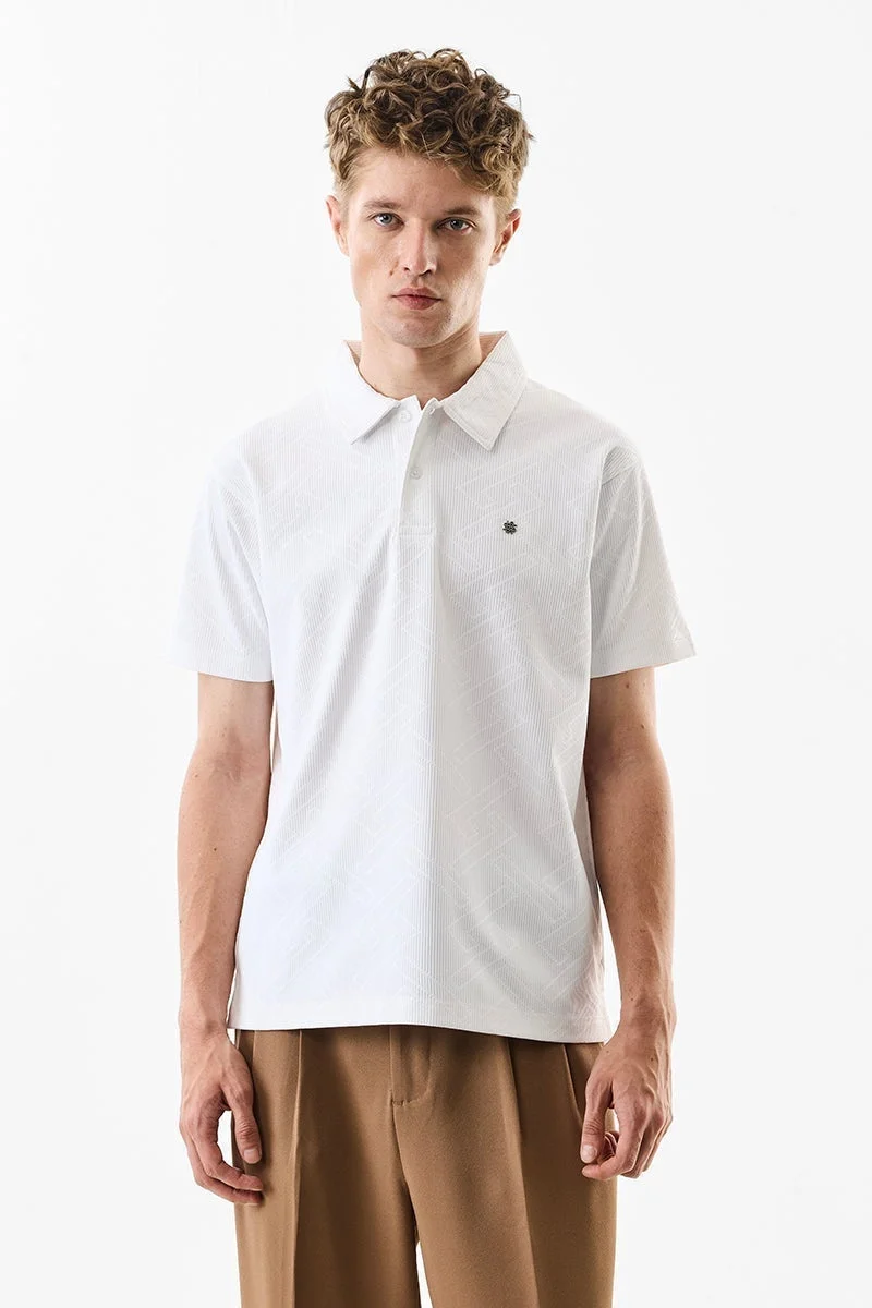 سنيتش تيشيرت بولو بقصة عادية مطاطي بنقوش