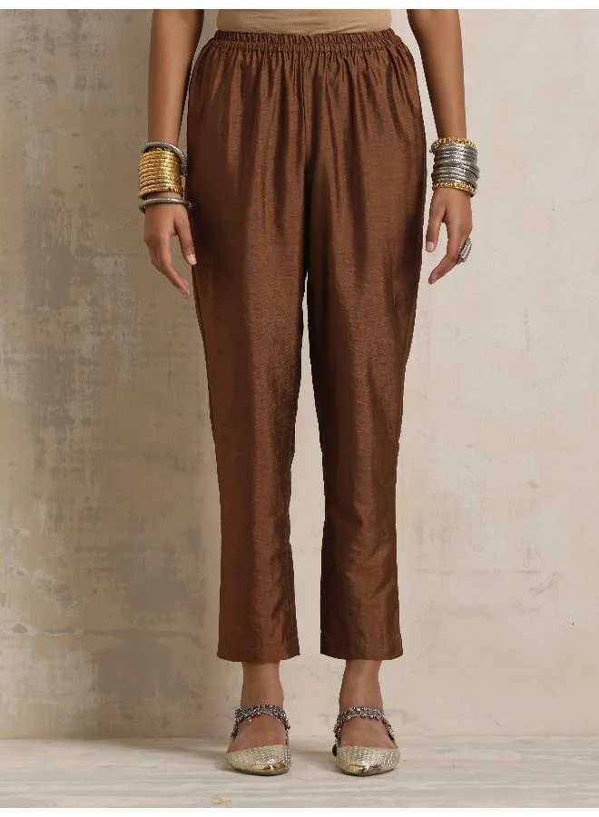 trueBrowns Brown Silk Kurta Set