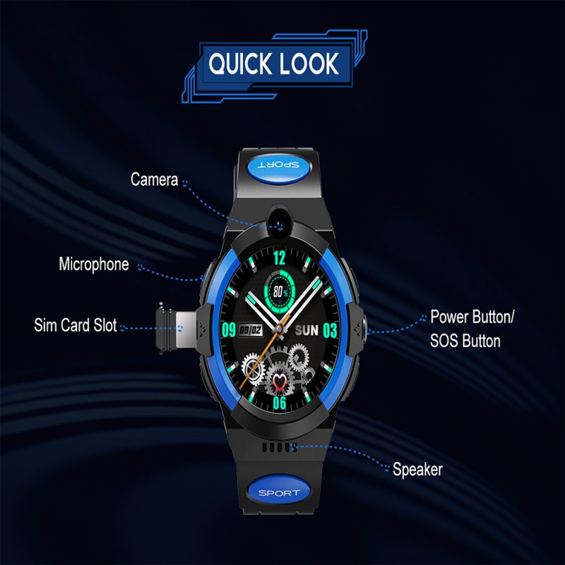 Kids Smart Phone Watch 4G Smart Watch for Kids GPS WiFi LBS Location Child Tracker Watch Children's Smartwatch SOS Help Call Voice Chat Video Call with Camera Alarm Clock IP67 Waterproof - Image 3