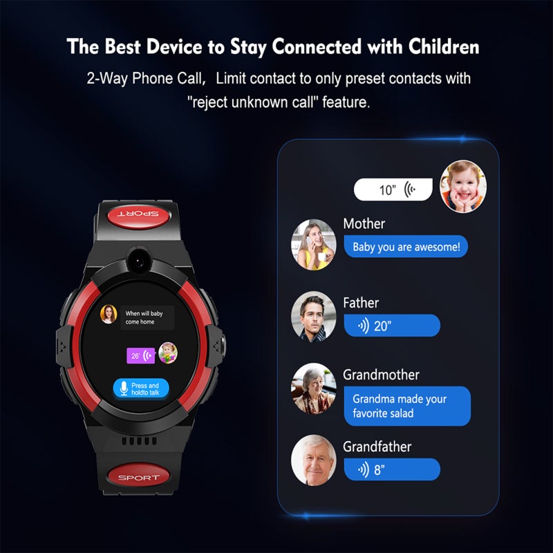 Kids Smart Phone Watch 4G Smart Watch for Kids GPS WiFi LBS Location Child Tracker Watch Children's Smartwatch SOS Help Call Voice Chat Video Call with Camera Alarm Clock IP67 Waterproof - Image 4