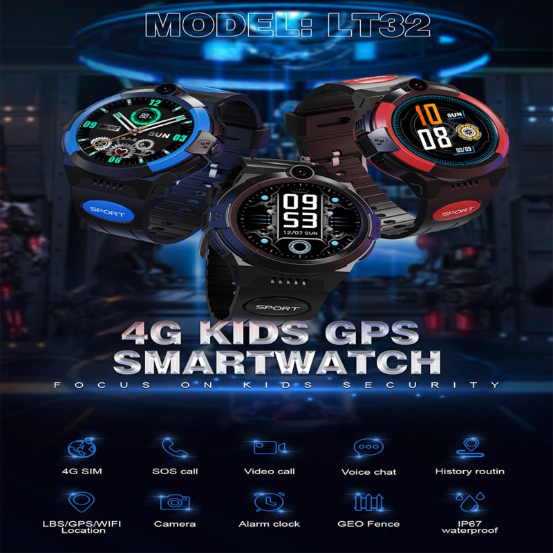 Kids Smart Phone Watch 4G Smart Watch for Kids GPS WiFi LBS Location Child Tracker Watch Children's Smartwatch SOS Help Call Voice Chat Video Call with Camera Alarm Clock IP67 Waterproof - Image 2