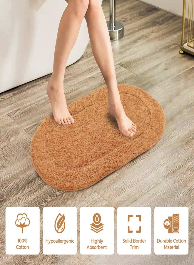 Superior Non-Slip 2 Piece Bath Rug Set, Ultra Plush, Soft and Absorbent 100% Combed Cotton Pile - Traditional Oval Bath Mat Set, Rust - Image 5