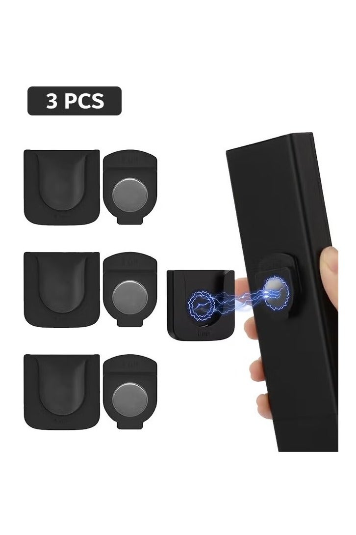 3 Pcs Magnetic Remote Control Holder, Self-Adhesive TV Remote Holder, Remote Organizer for Home Office School (Black) - Image 1