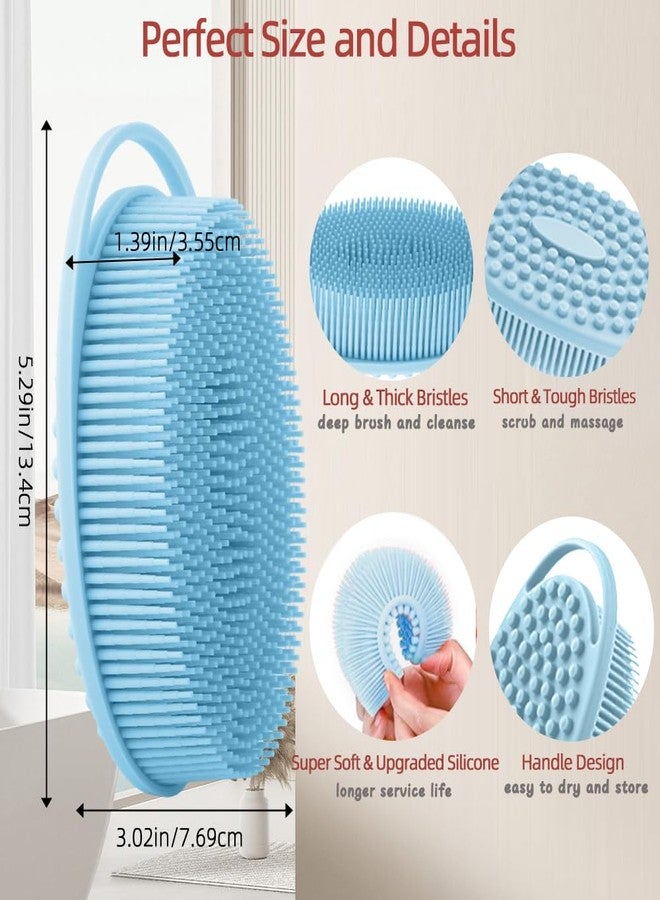 tuzuxcux Silicone Body Scrubber 3 Pack Silicone Loofah Exfoliating Body Scrubber Soft Silicone Shower Brush with Handle Double Sided Bath Body Brush for Women Men Cleaning Massage Sensitive Skin, Lather Well - Image 3