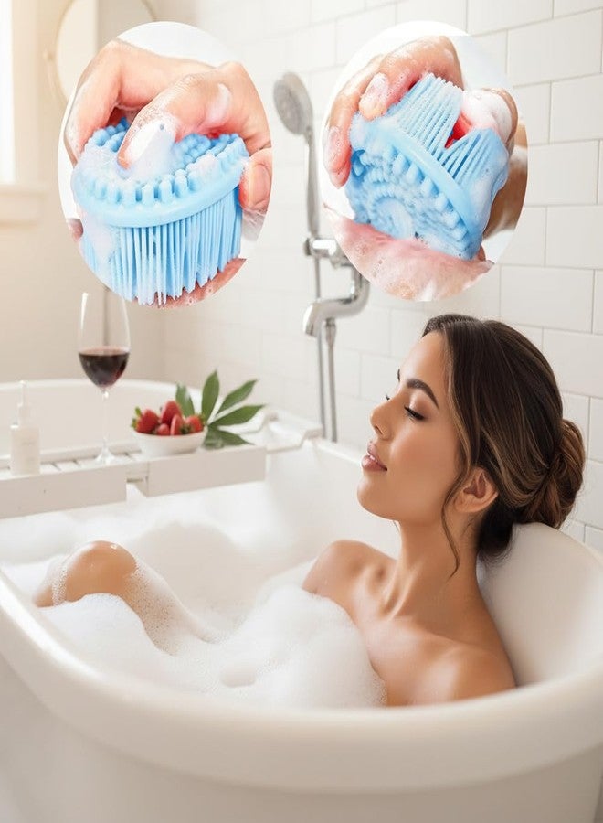 tuzuxcux Silicone Body Scrubber 3 Pack Silicone Loofah Exfoliating Body Scrubber Soft Silicone Shower Brush with Handle Double Sided Bath Body Brush for Women Men Cleaning Massage Sensitive Skin, Lather Well - Image 4