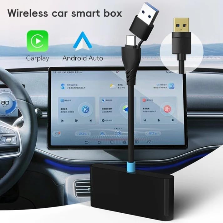 ETZIN Wireless Carplay Adapter & Android Auto Wireless Adapter Wireless 2-in-1 Stick, Convert Wired Carplay, Android Wireless,USB C/A Port, WiFi/Bluetooth Direct Connection, Plug&Play EPL-1400WA - Image 3