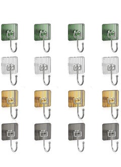 Y&D Adhesive Hooks Heavy Duty 16PCs Wall for Hanging Hangers without Nails 44lb Screw Free Sticker Mount Shelf Waterproof Rustproof Bathroom Kitchen (Multicolor)  - Image 1