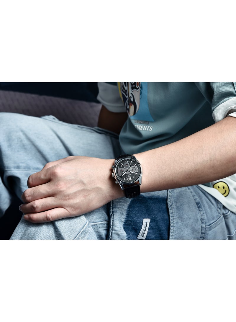 BENYAR Watches for Men Luxury Quartz Water Resistant Watch Men's Chronograph Genuine Leather Strap 5171 Black - Image 3