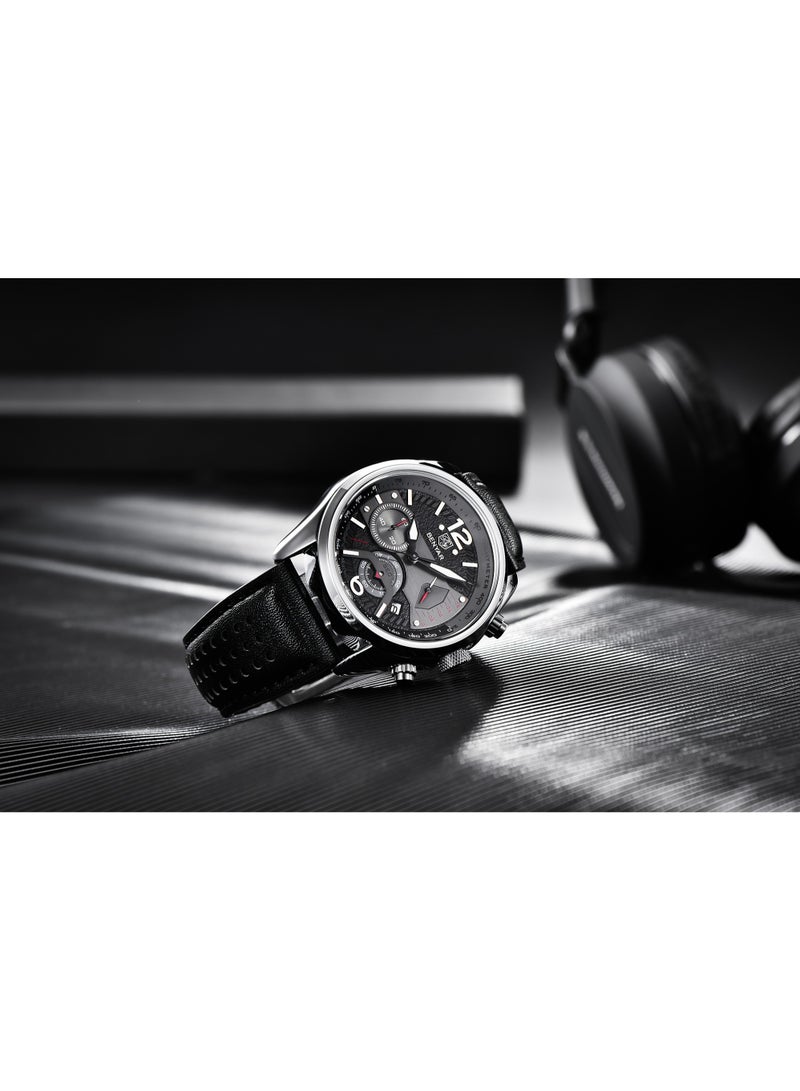 BENYAR Watches for Men Luxury Quartz Water Resistant Watch Men's Chronograph Genuine Leather Strap 5171 Black - Image 5