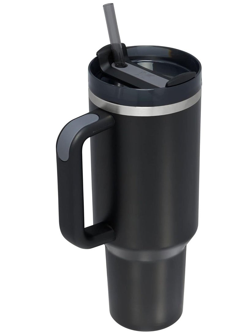 Stanley Quencher H2.0 FlowState Vacuum Insulated Tumbler – 40 oz Black Stainless Steel Travel Mug with Lid & Straw, Double-Walled Leakproof Design, Keeps Drinks Hot/Cold for Hours, Durable & Portable - Image 1