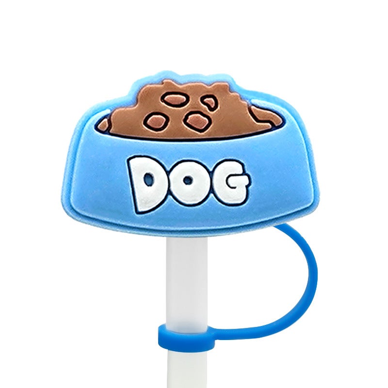 Cartoon Puppy Straw Cover Straw Cap Silicone Dust Plug Cute Anime Party Decoration Product Dustproof And Leak-Proof - Image 1