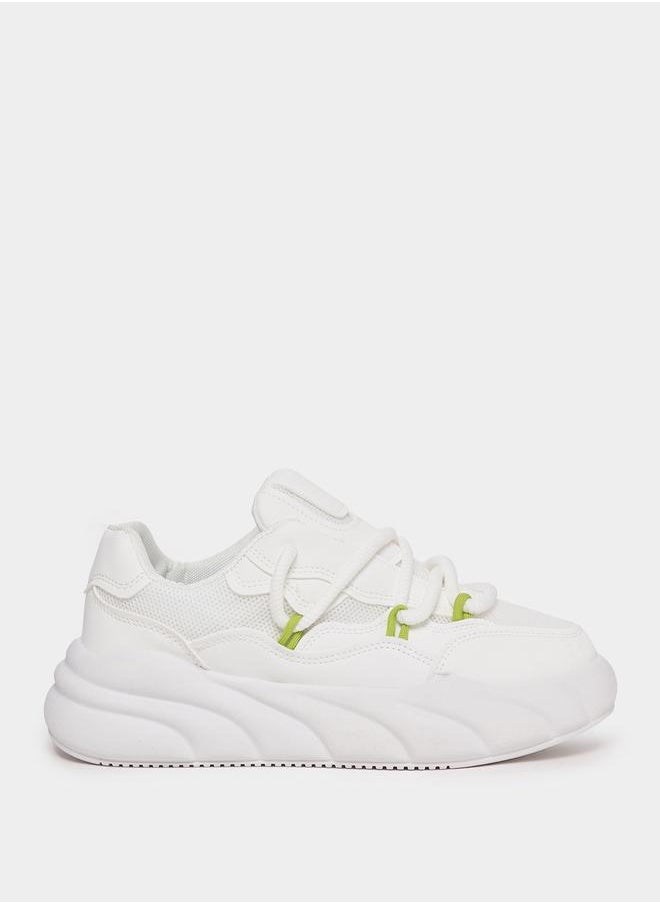 Styli Textured Chunky Sole Lace Up Sneakers  - Image 1