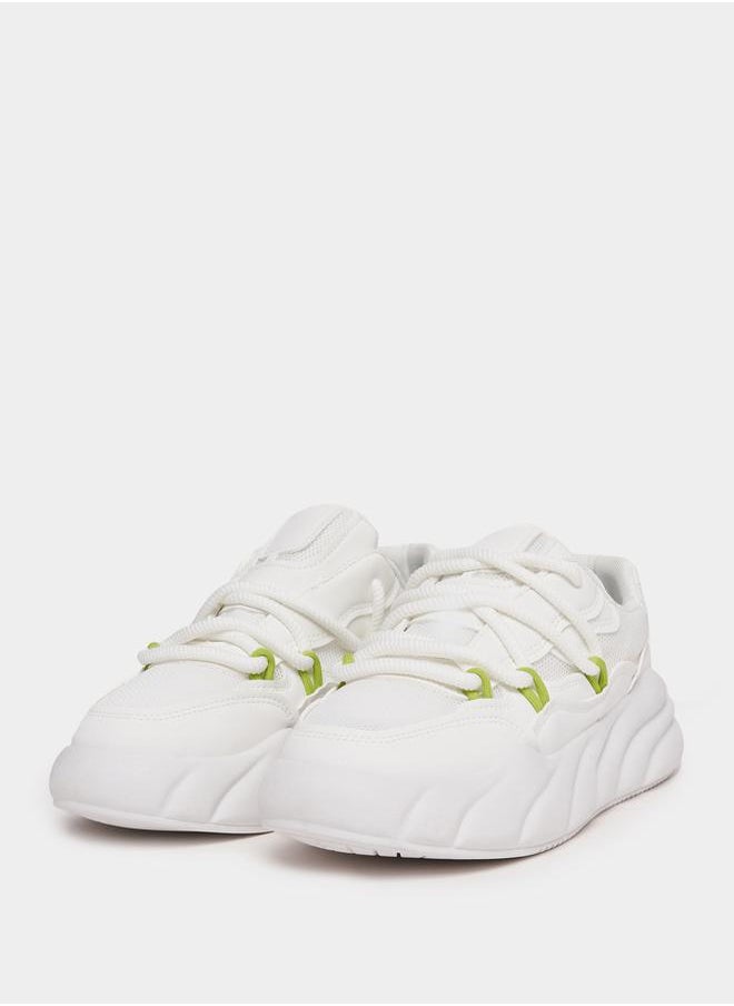 Styli Textured Chunky Sole Lace Up Sneakers  - Image 2