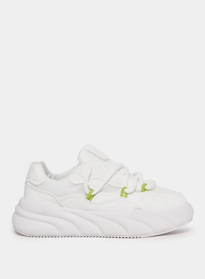 Styli Active Textured Chunky Sole Lace Up Sneakers