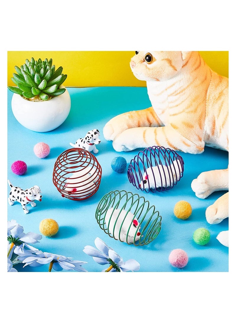 5 Pcs Cat Spring Balls Stretchable Cat Springs Toys Interactive Cat Toys Rolling Cat Balls Colorful Playful Coils Spring Action Toy Caged Rats for Kitten Cat Pet Supplies Indoor Play, Random Color