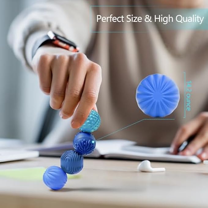 luckdoor Silicone Magnetic Balls Fidget Toys for Adults & Teens,4PCS Stress Relief Sensory Toys for Autism ADHD Anxiety,Fun Textures Gadgets,Office Desk Toys,Stocking Stuffers for Men Women Teen Gifts - Image 5