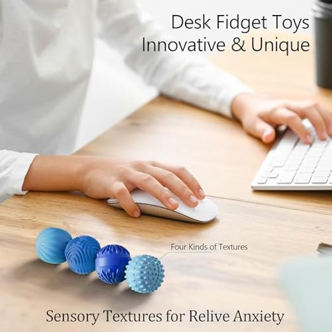 luckdoor Silicone Magnetic Balls Fidget Toys for Adults & Teens,4PCS Stress Relief Sensory Toys for Autism ADHD Anxiety,Fun Textures Gadgets,Office Desk Toys,Stocking Stuffers for Men Women Teen Gifts - Image 3