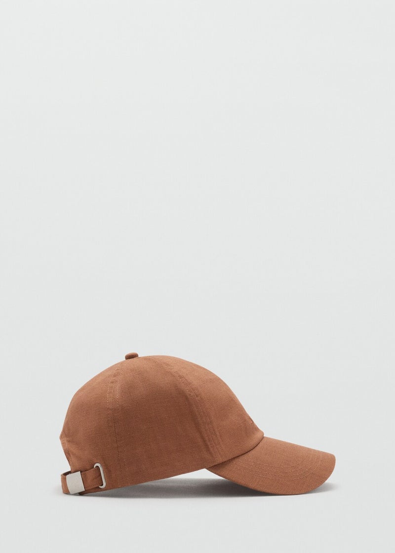 MANGO Linen-Blend Cap With Embroidered Message  - Image 2