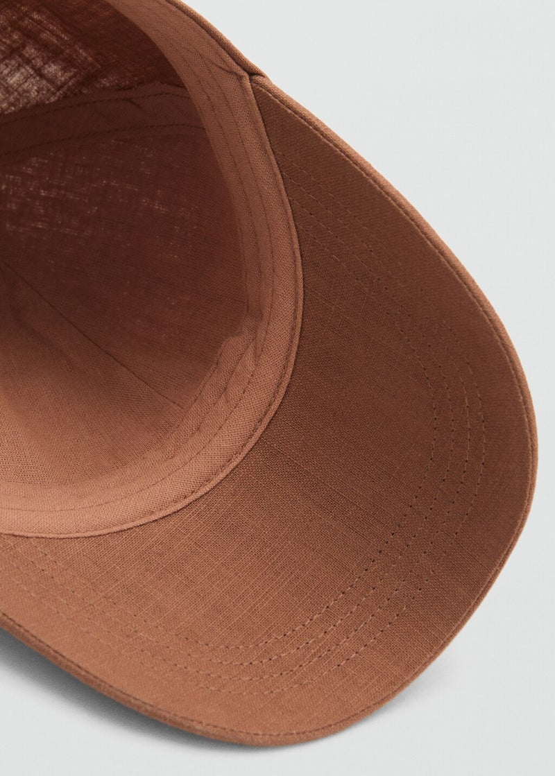 MANGO Linen-Blend Cap With Embroidered Message  - Image 4