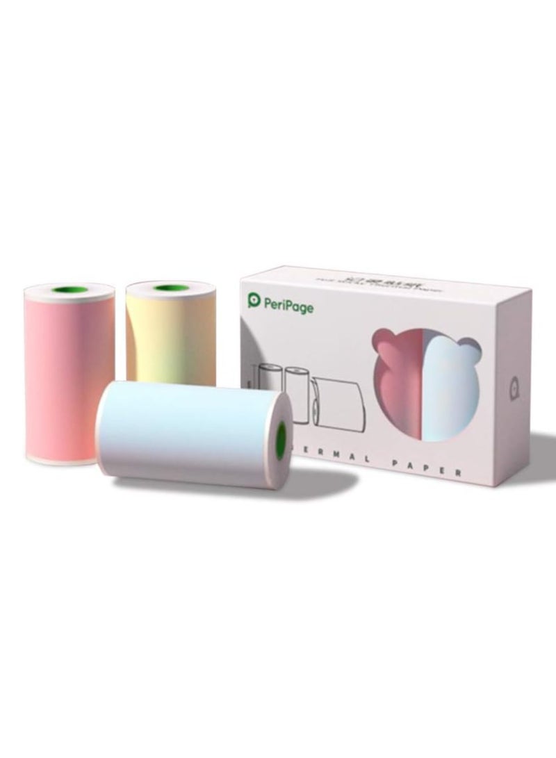 Peripage Colorful Mini Printer Paper Sticker, Thermal Printing Paper Can be Pasted fit for A6/A8 Waterproof, Oilproof, Scratchproof,3 Roll(Pink,Blue,Yellow),3.6m/roll - Image 1