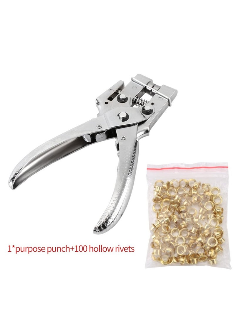 SYOSI Grommet Kit, Grommet Machine Hole Punch Plier with 100  Pieces  Grommets, Portable Manual Grommet Press Tool Handheld Grommet Hand Press Tool for Belts, Fabric, Saddles, Collars, Canvas, Tents  - Image 3