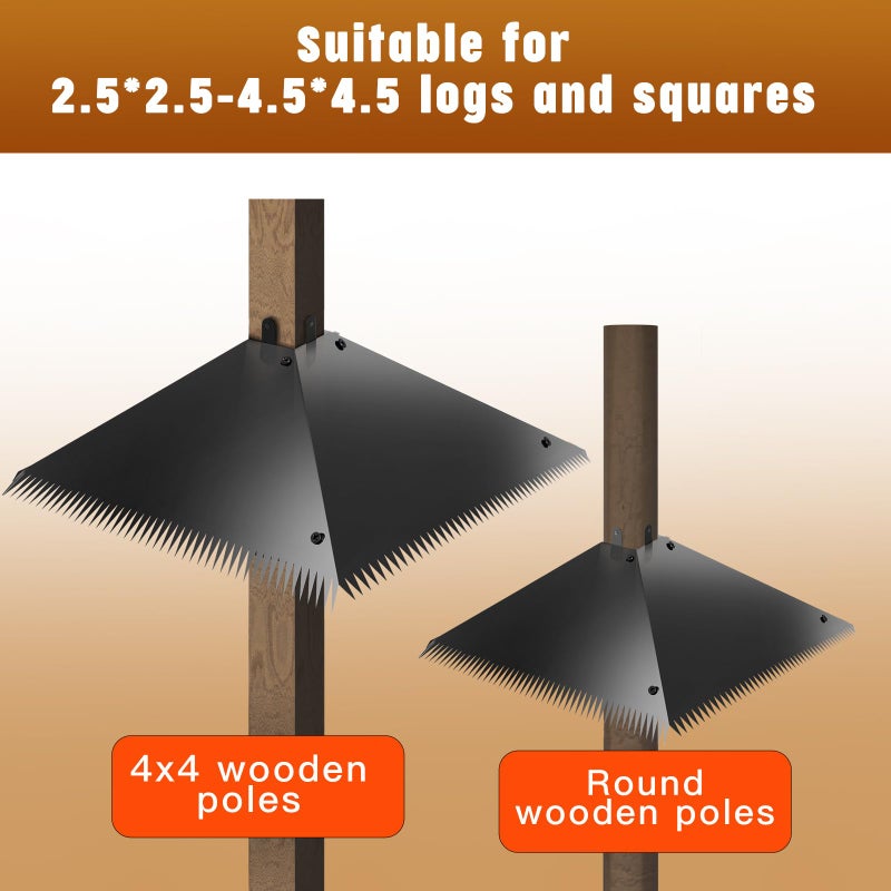 TSSOIYLR Metal Squirrel Baffles with Spikes - Galvanized Steel Squirrel Guards for 4x4 Posts and Bird Feeder Poles - Keeps Squirrels and Raccoons out of Birdhouses (1 Pack) - Image 3