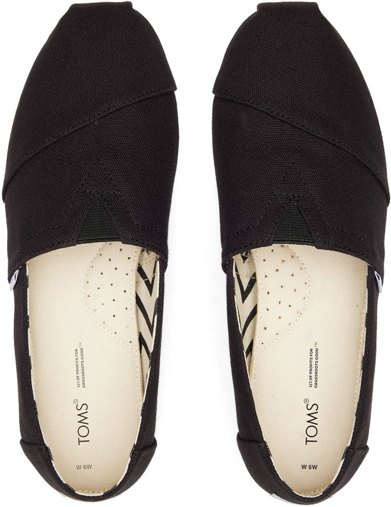 TOMS Women's Alpargata Recycled Cotton Canvas Slip On Sneaker Black Recycled Cotton Canvas - Image 4