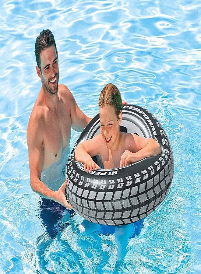 Kedva Swimming Pool Tube for Adults Big Size Cool Black Wheel Tire Men Swimming Ring Adult Inflatable Pool Float Tube Circle Summer Water Toy.(30 inch) (Ages 8 and UP) (Tire Tube) - Image 1