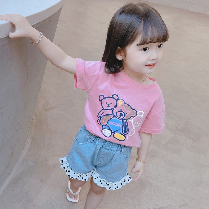 2026 Korean Style Short-Sleeved T-Shirt For Baby Girls, 100% Pure Cotton, Fashionable, Loose, Stylish And Versatile Short-Sleeved T-Shirt - Image 1