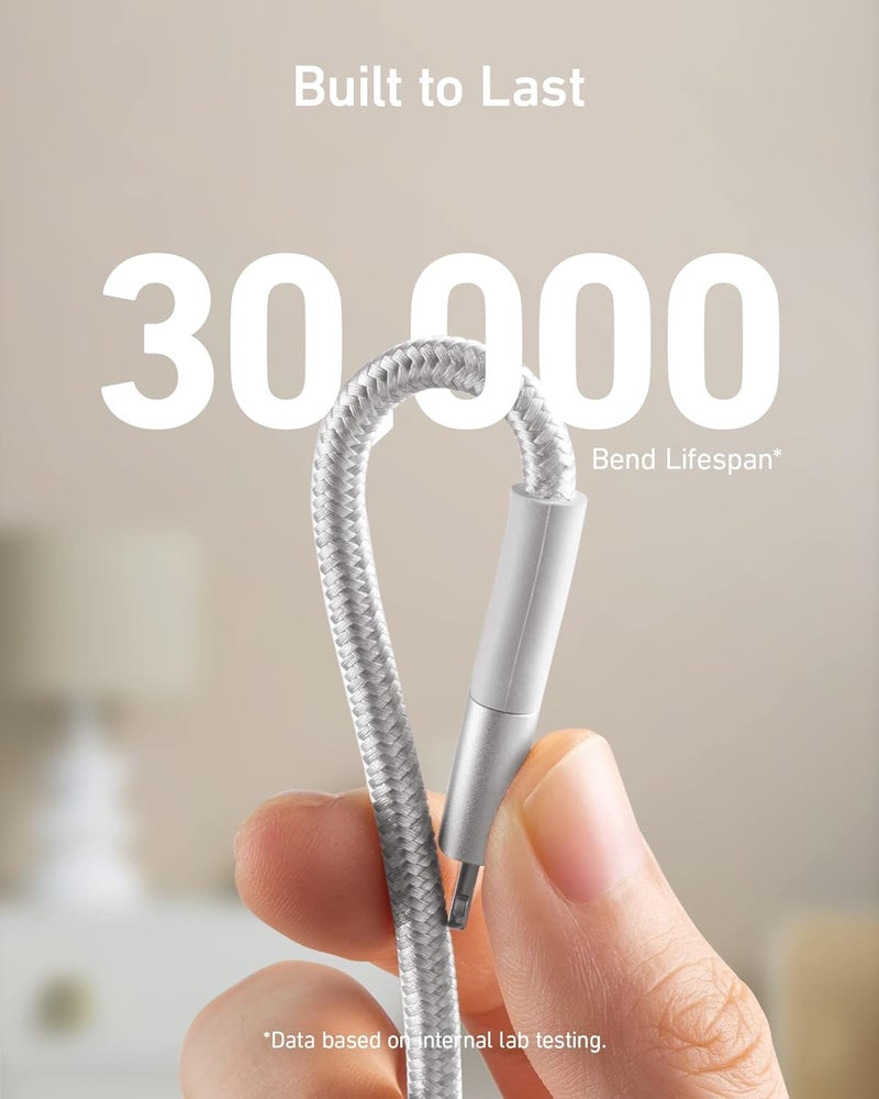 أنكر (لا تشمل الحقيبة) كابل Anker Powerline+ II Lightning (6 أقدام)، معتمد MFi لتوافق لا تشوبه شائبة مع iPhone 11/11 Pro/11 Pro Max/Xs/XS Max/XR/X / 8/8 Plus / 7/7 Plus /6 Plus والمزيد (فضي) - Image 2