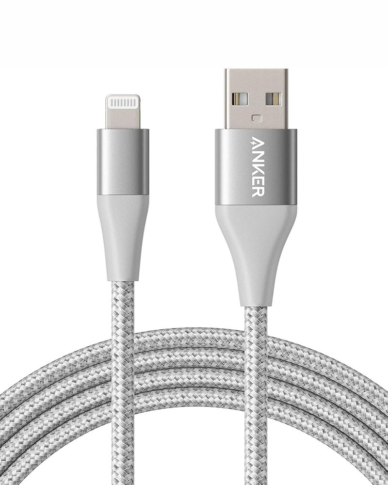 أنكر (لا تشمل الحقيبة) كابل Anker Powerline+ II Lightning (6 أقدام)، معتمد MFi لتوافق لا تشوبه شائبة مع iPhone 11/11 Pro/11 Pro Max/Xs/XS Max/XR/X / 8/8 Plus / 7/7 Plus /6 Plus والمزيد (فضي) - Image 1