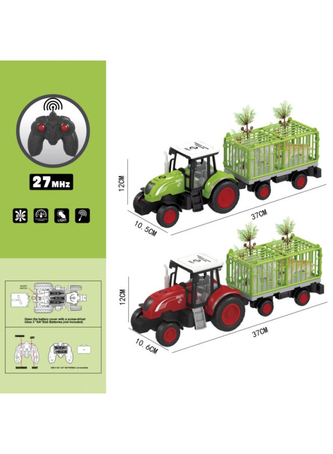 Export Kidsren's Toy Four-way Remote Control Car Farmer Trailer Animal Transport Trailer Model Car Boy Toy-Color:Remote Control Farmer Trailer 01 - Image 3