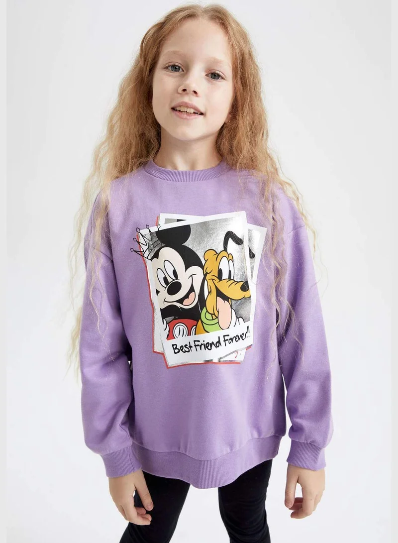 DeFacto Girl Mickey Mouse & Friends Licenced Oversize Fit Crew Neck Long Sleeve Knitted Sweatshirt