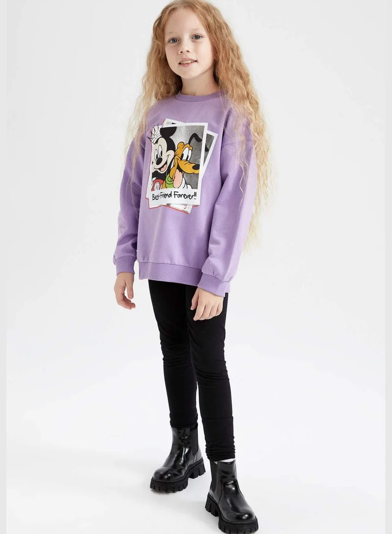 DeFacto Girl Mickey Mouse & Friends Licenced Oversize Fit Crew Neck Long Sleeve Knitted Sweatshirt