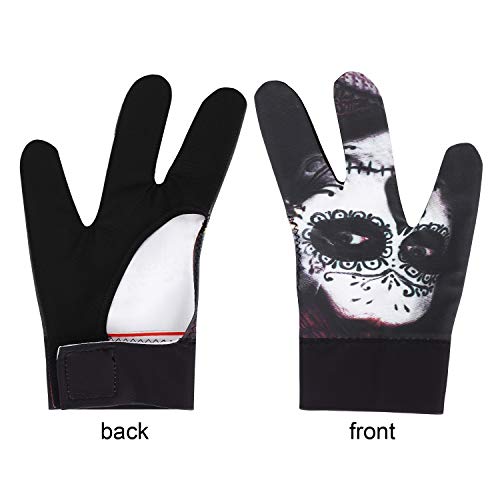 ITODA 3 Finger Billiards Gloves Pool Cue Elastic Show Shooters Pool Snooker Playerss Gloves Breathable Anti-Skid Game Mittens with Adjustable Wrist Strap for Women Men Left Hand - Image 2