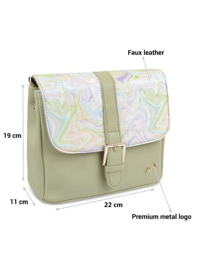 Metro Green Faux Leather Secure Magnet Snap Casual Sling Bag For Women - Image 5