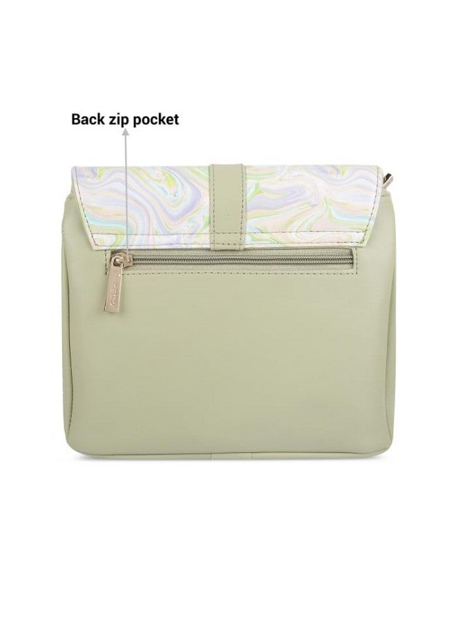 Metro Green Faux Leather Secure Magnet Snap Casual Sling Bag For Women - Image 4