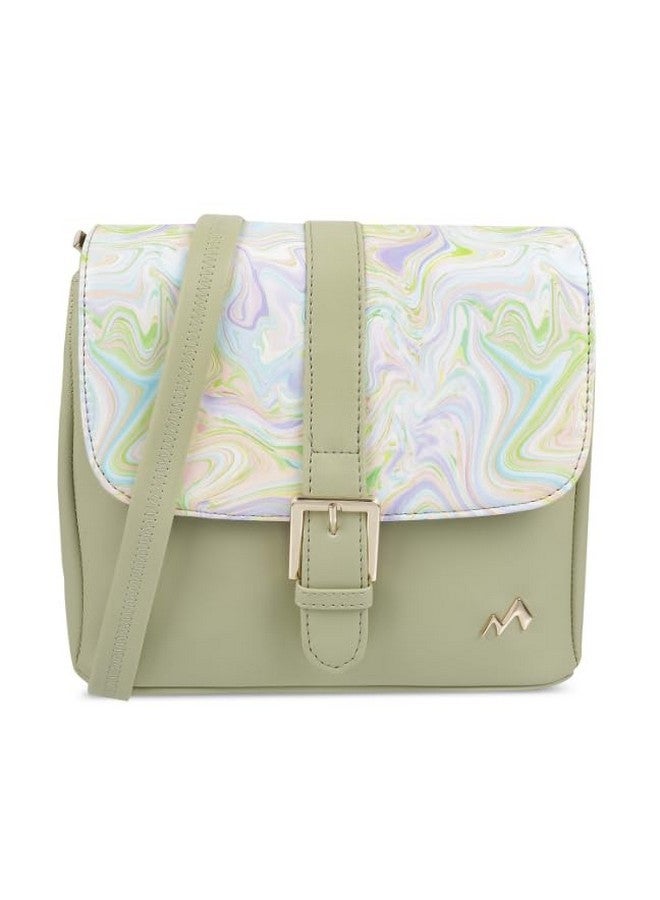 Metro Green Faux Leather Secure Magnet Snap Casual Sling Bag For Women - Image 1