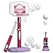 HYES 2 in 1 Kids Basketball Hoop and T Ball Set  Adjustable Height Kids Baseball Tee with Automatic Pitching Machine Indoor Outdoor Sport Toys Gifts for Toddler Boys Girls Age 15 Pink - Image 2