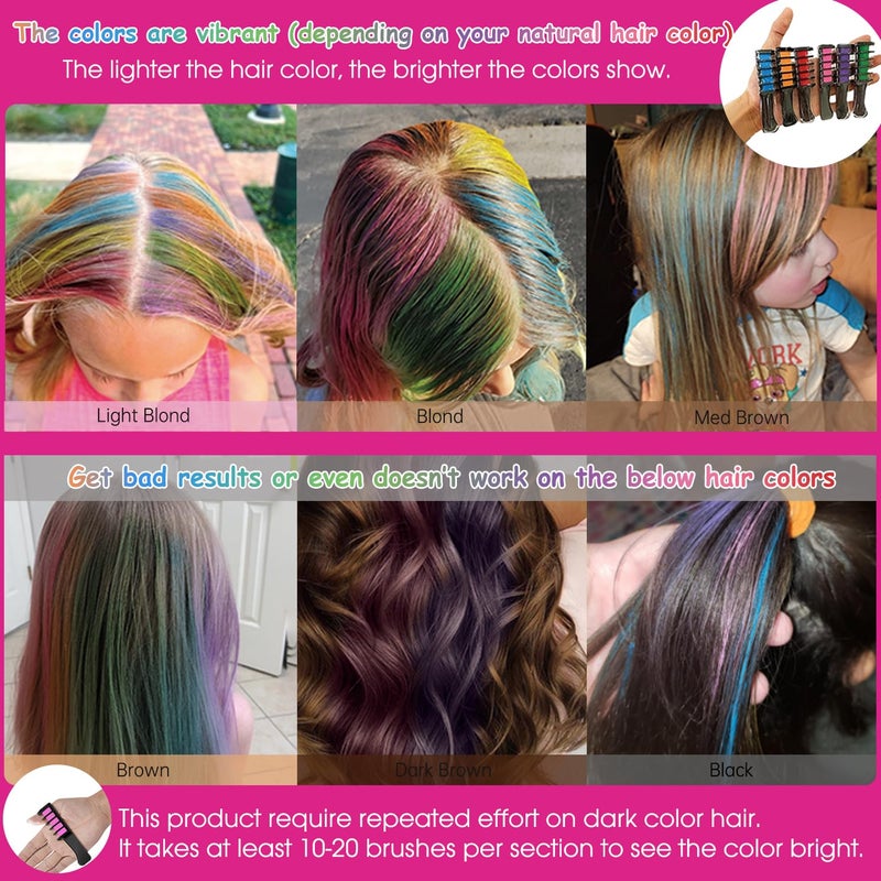 MSDADA New Hair Chalk Comb Temporary Hair Color Dye for Girls Kids, Washable Hair Chalk for Girls Age 4 5 6 7 8 9 10-12 Birthday Christmas New Year Cosplay Hair DIY Party - Image 2