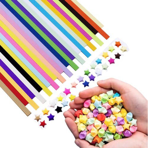 Hvogvok Origami Paper Stars Colorful Handcraft Origami Lucky Star Paper DIY Paper Arts Creativity Hand Art Crafts 27 color mixed pack 1350 sheets - Image 1